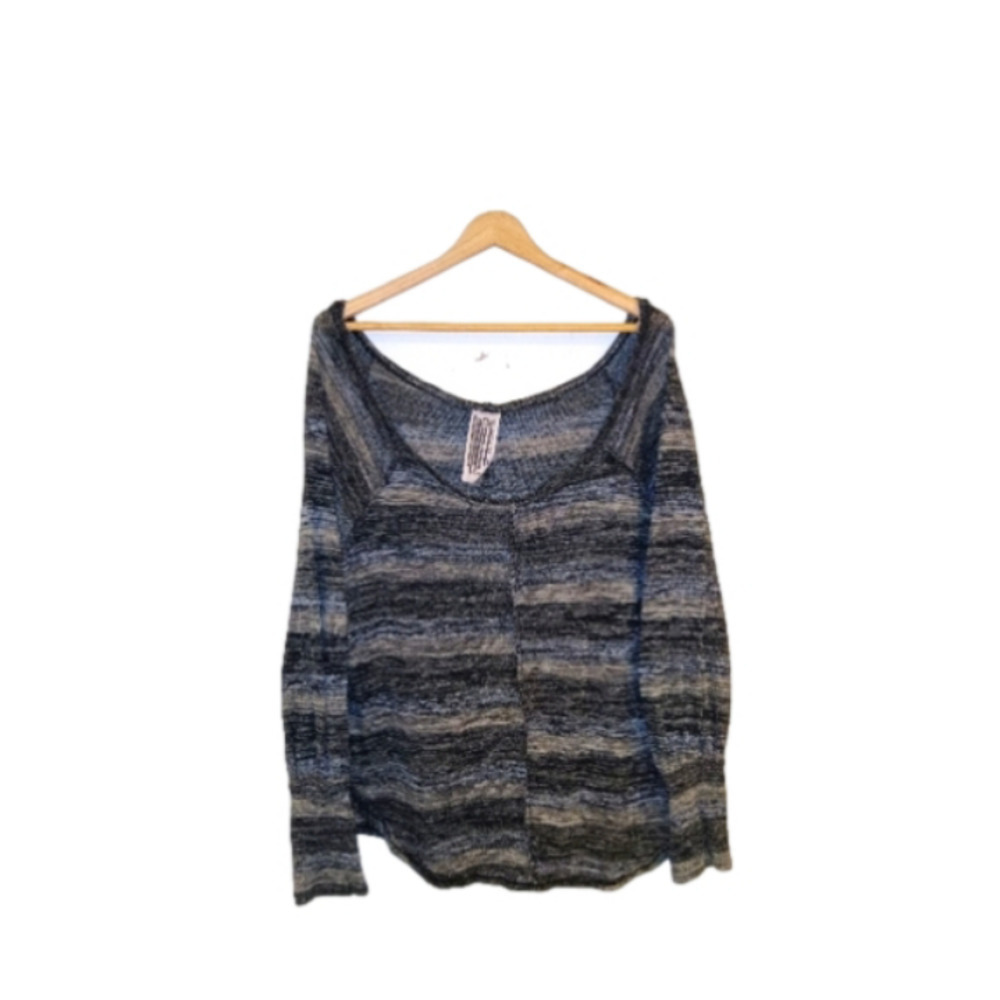 Free People Boho Stripe Sheer Knit Slouchy Tunic Top XS